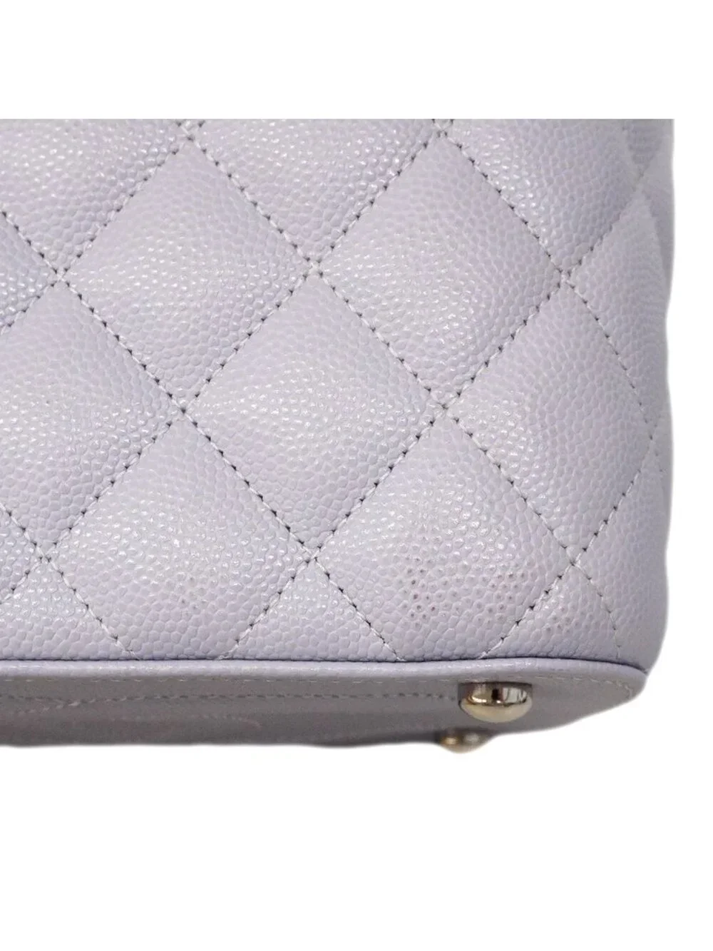 Chanel Vanity Bag Quilted Caviar Leather Purple Silver 2-Way